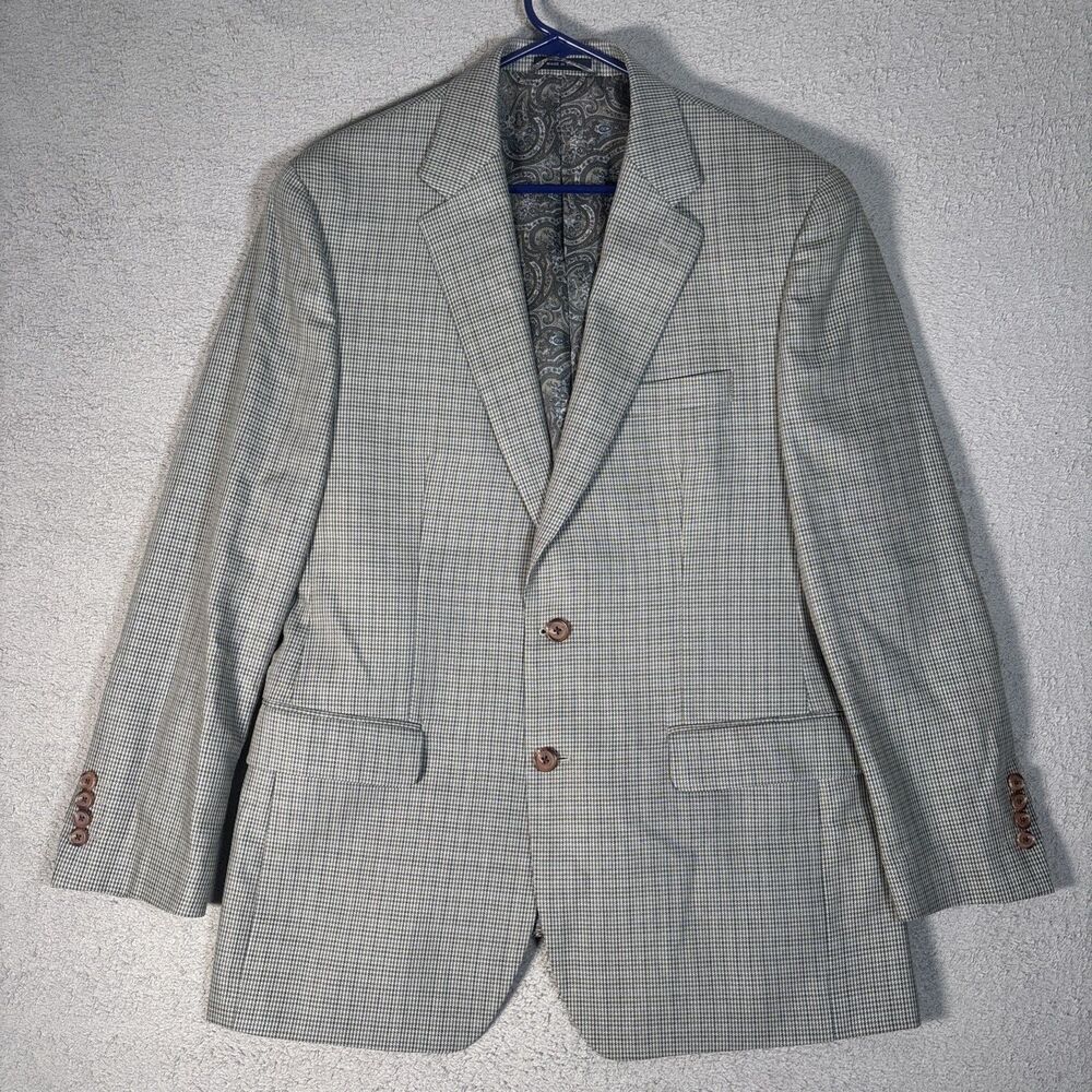 Ralph Ralph Lauren Blazer Men’s 40R Gray‎ Houndstooth Silk Wool Blend Sport Coat